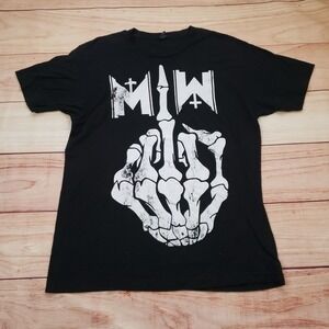 Motionless In White MIW‎ Skeleton Middle Finger Black Graphic T-Shirt Mens L